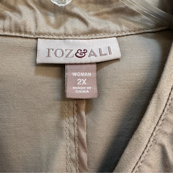 Roz & Ali Tan Button-Up Utility Jacket 2X - Picture 3 of 13